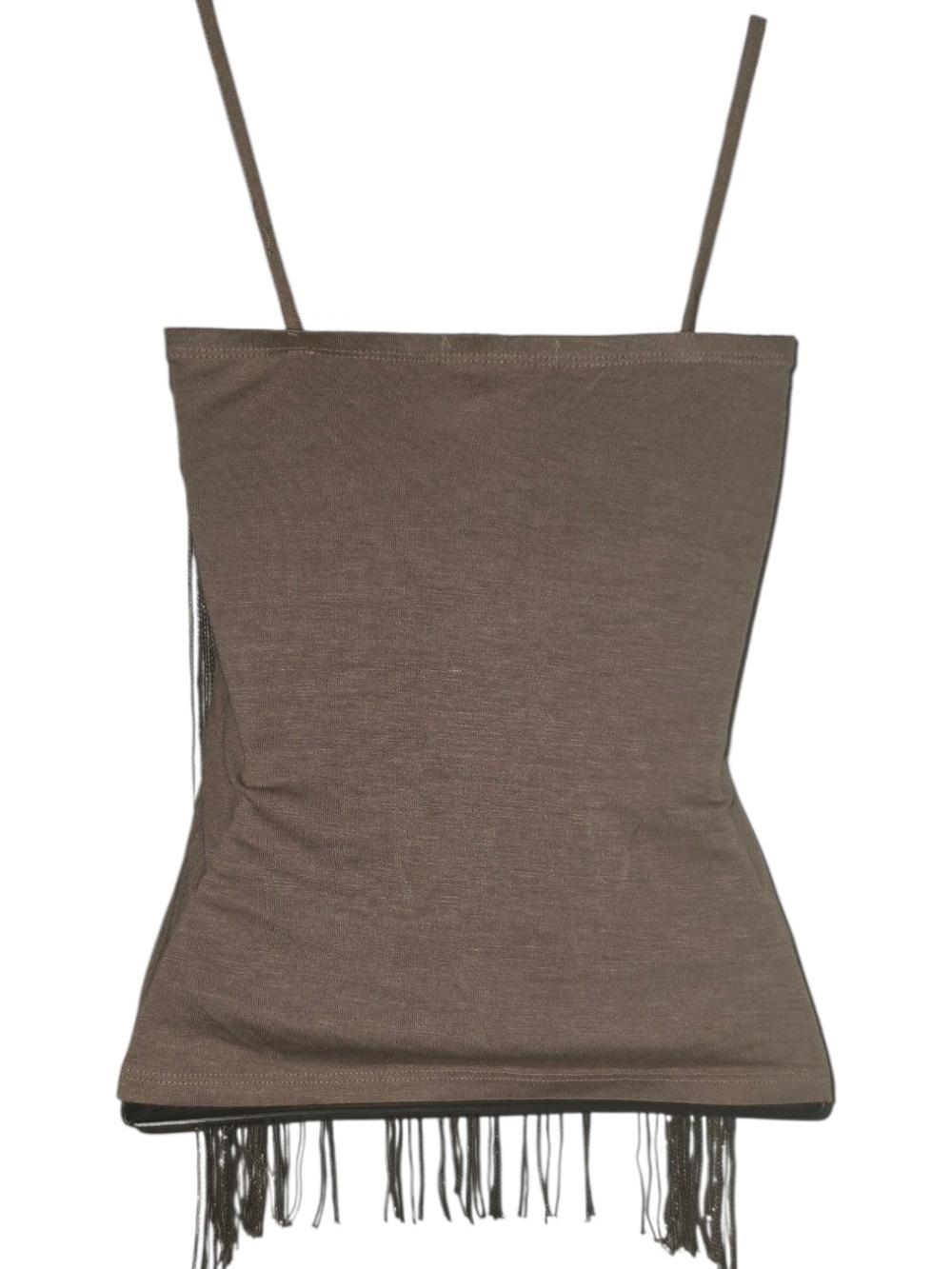Love Squared Metallic Taupe Fringe Camisole Size S - Picture 2 of 5